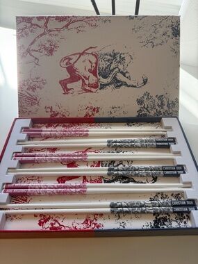 Dior Chopstick Set in Pink and Blue Toile